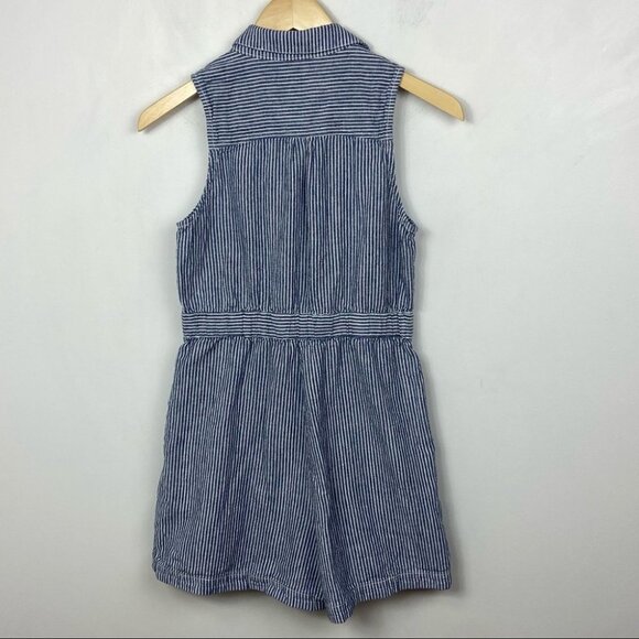 Anthropologie‎ Linen Blue Striped Romper Tie Waist Size 0 Bohemian Playsuit Boho - Picture 4 of 10
